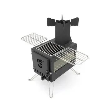 Customizable Carbon Steel Outdoor Camping Cook Rocket Firewood Stove: Your Ultimate Portable Wood-Burning Cooking Solution