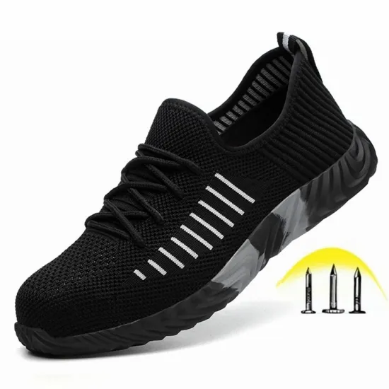 Men's Steel Toe Cap Safety Shoes Puncture-Proof Work Boots Breathable Lightweight Outdoor Sneakers Comfortable Shoes for Men
