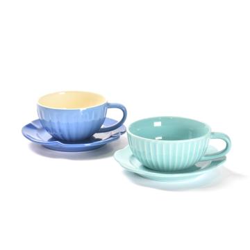 Striped Blue Coffee Espresso Tasse und Untertassen -Set