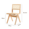 Designers en gros meubles élégants siège rotin arrière en bois sans arme sans réserve bambou rotin chaise canne en osier arrière