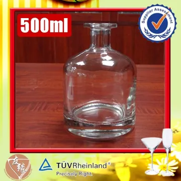 heavy weight design cylinder round shape cork sealing super flint glass 0.5l glass bottle for liquor