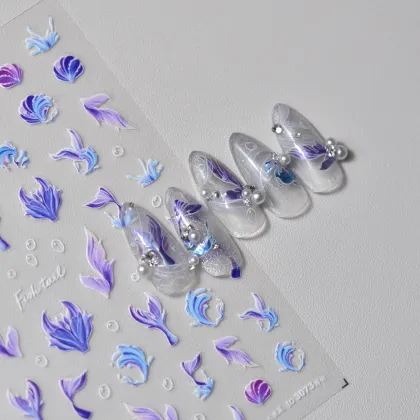 Qianya Tiktok Tomoni Beach 5D Adhesive Nail Art Stickers