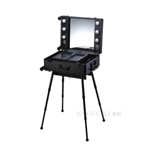 4-Wheel Rolling Makeup Station with Lights