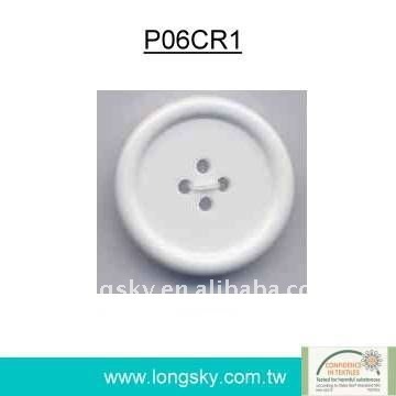 (#P06CR1-4HS) 44L 4 hole chalk plain white plastic colored clothing buttons