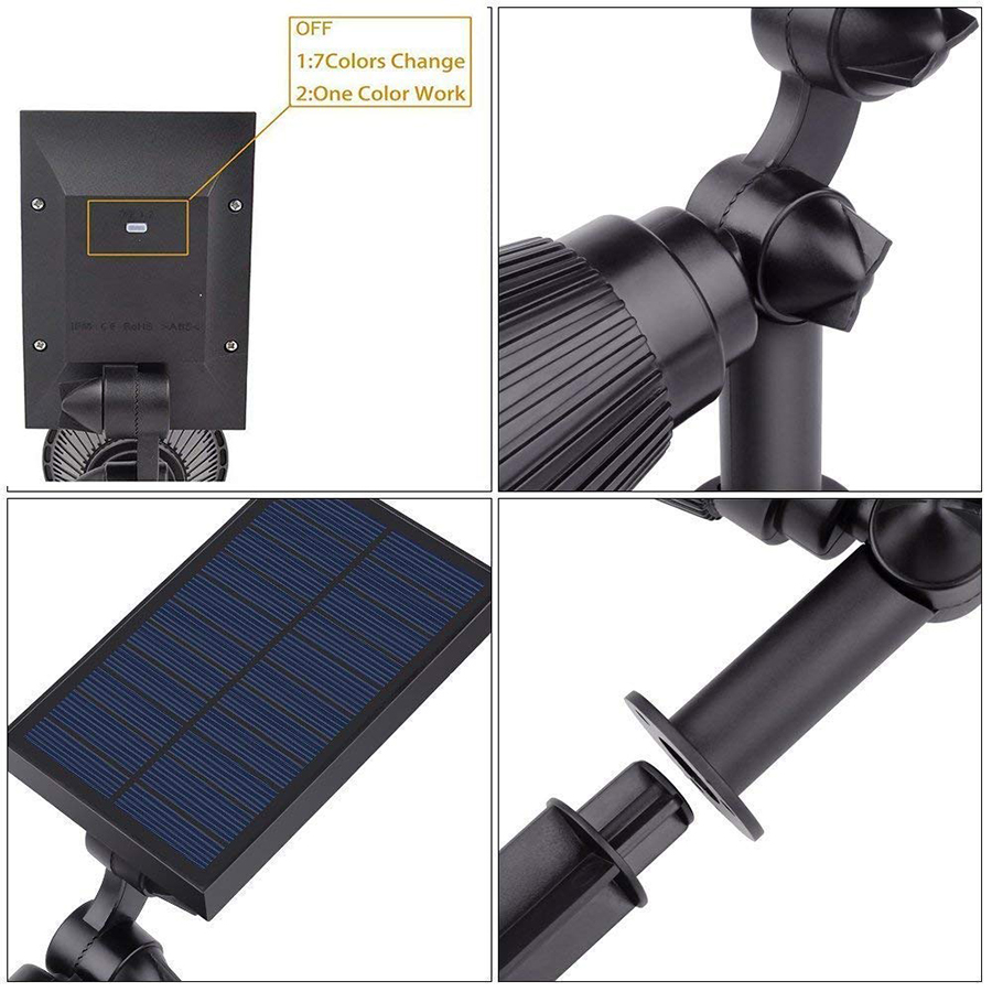 Solar Spotlights IP65 Waterproof Outdoor Solar Lights Landscape Garden Wall Lights Auto-on /off for Yard Patio Garden Deck