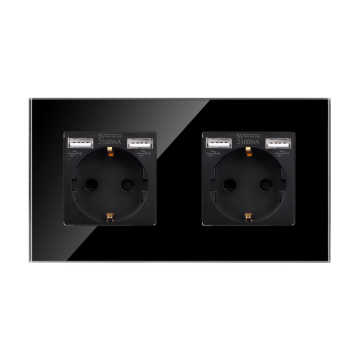 Prese elettriche a casa standard UE con pannello di vetro, outlet di ricarica rapida da 20 W e porte USB