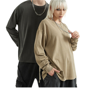 Spring Pocket Bottom Shirt Long Sleeve T-Shirt