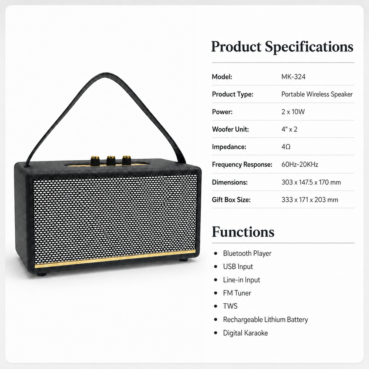 Black leather handheld speaker