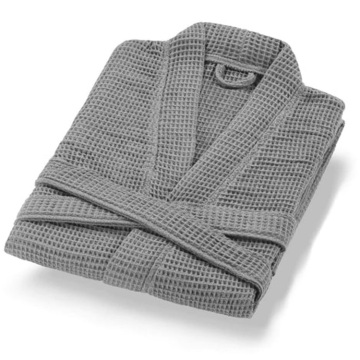 China full length hotel spa waffle bathrobe with piping Supplier