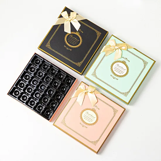 25Hole Chocolate Gift Paper Box with DIY Ribbon
