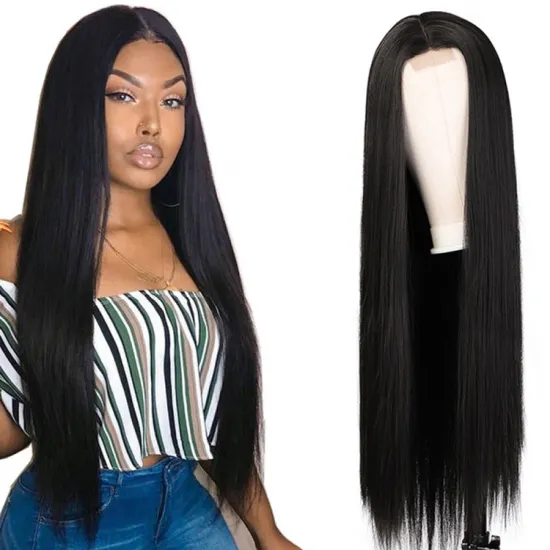 Vigorous 28 Inches Long Straight Hair Extension Wigs Ombre Heat Resistant Full Cheap Woman Synthetic Hair Wig With Lace Front