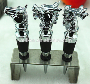metal 12 animals bottle stopper,zinc alloy 12 animals wine bottle opener