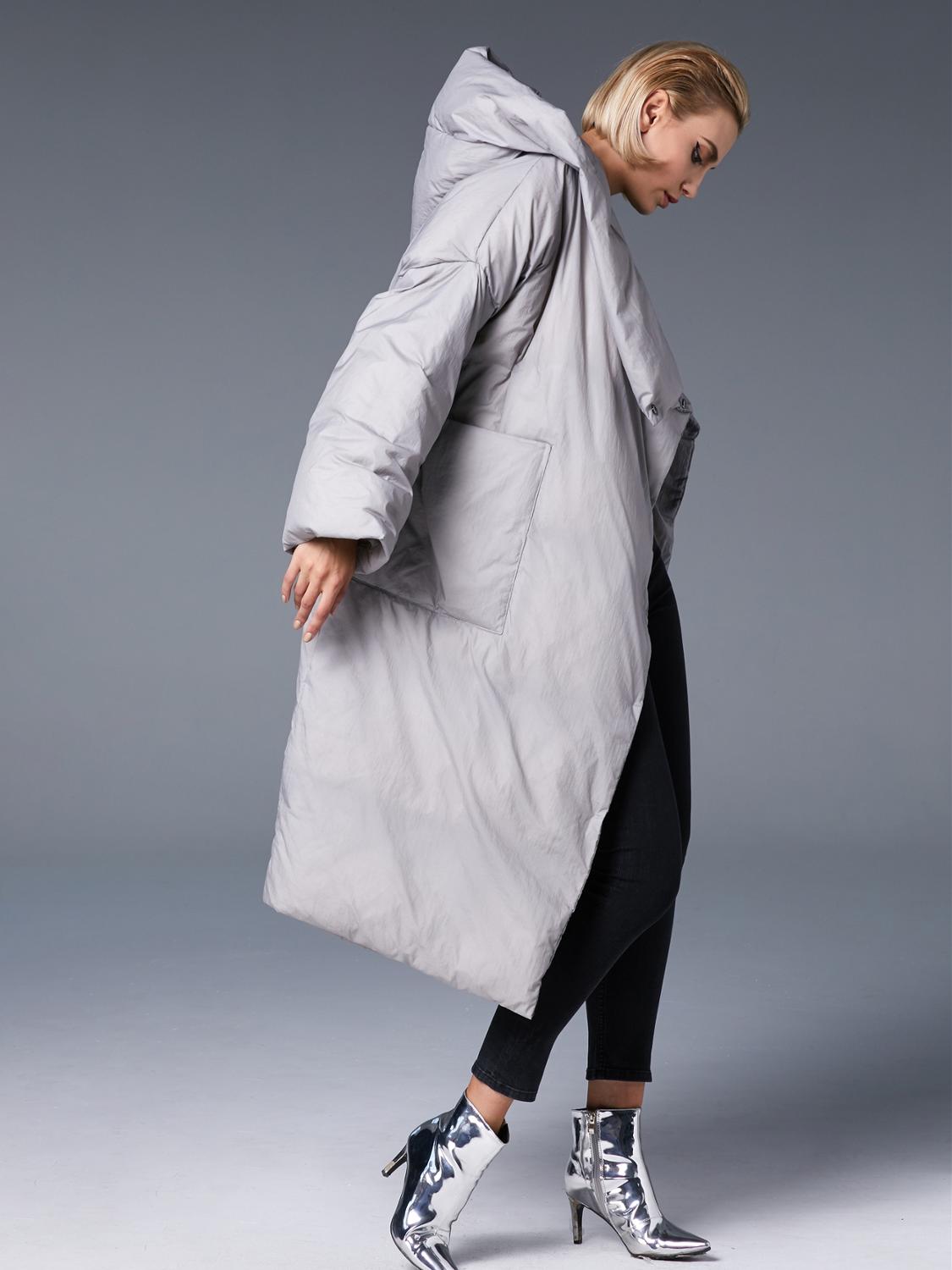 XS-7XL Plus size Winter over the knee longer fluffy duck down coat female oversized hooded thicker warm down coats wq124
