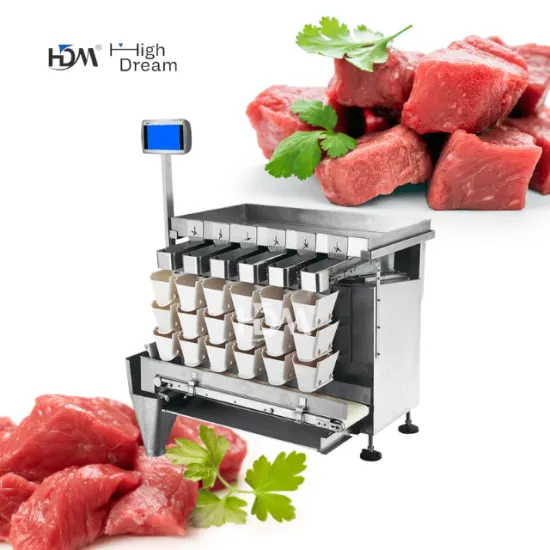 Anti-Sticky 6-Head Linear Weigher Multihead Pack Machine for Fresh Meat (Pork and Beef)