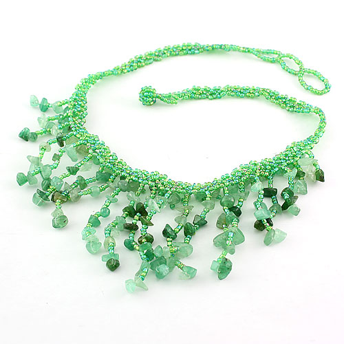 Semi Precious Stone Crystal Beaded Fashion Jewelry Necklace <Esb01386>