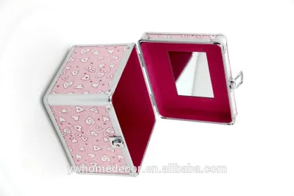 Shining pink ser of 3 cosmetic box with handle