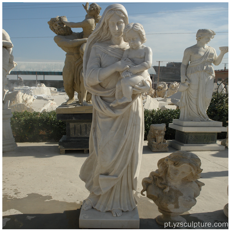 Escultura cristã da Virgem Maria cristã do mármore branco religioso
