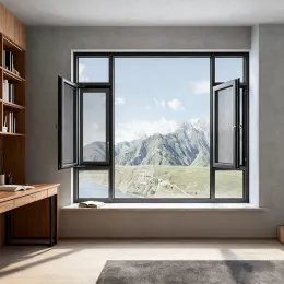Modern Aluminum Casement Window with Tempered Glass