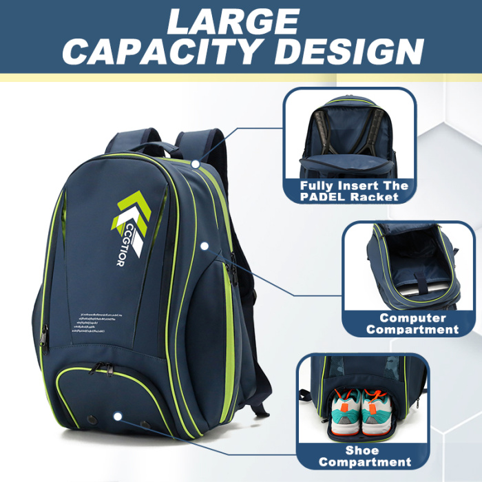 Large Pickleball Bag Sports Backpack with Hanging Fences