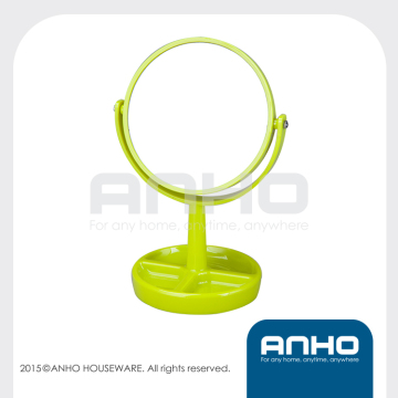 Green double-sided table stand mirror, cosmetic mirror, makeup mirror with organizer