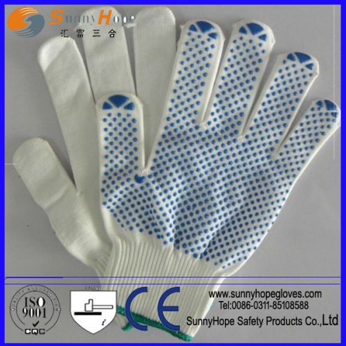 One side PVC dotted Natural knit PVC dotted gloves