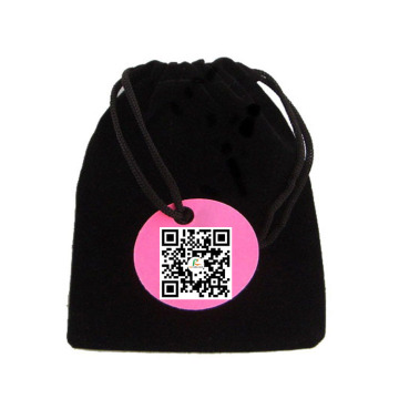 Custom printed black fashion small velvet jewelry pouch bags with drawstring