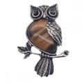 Oeil de tigre naturel alliage Owl Gemstone pendentif fow femmes bijoux collier