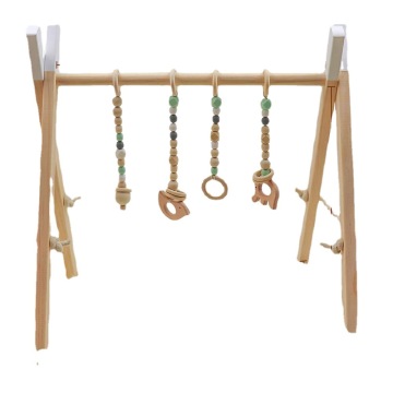 Wholesale Eco-Friendly Wooden Baby Gym Stand: Foldable Play Gym Frame with Activity Hanging Bar and Toys