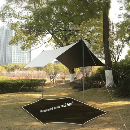 Hexagonal Black Glue Sunscreen and Rainproof Canopy Tent for Outdoor Camping