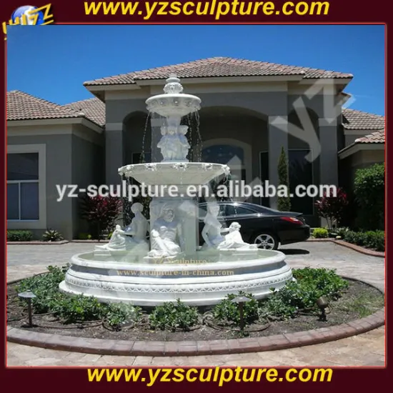 outdoor decoration carved white stone water fountain sculpture