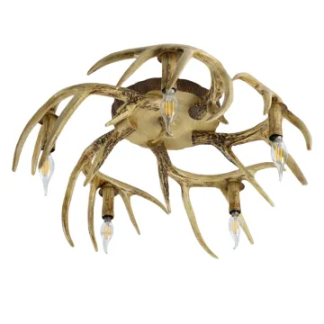American Retro Resin Antler Ceiling Lights and Candle Holders for Home Decor