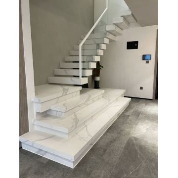 صندوق رخامي للمنزل الداخلي الحديث درج معلق سلالم عائمة من الزجاج الشفاف للغاية