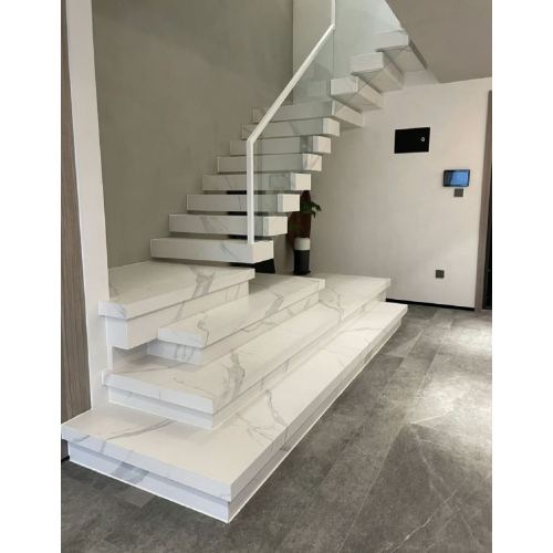 صندوق رخامي للمنزل الداخلي الحديث درج معلق سلالم عائمة من الزجاج الشفاف للغاية