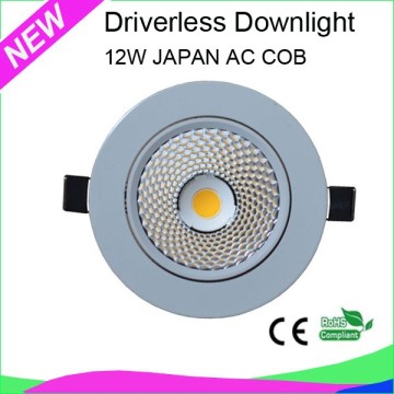 2015 dew design 12W LED driverless downlight AC COB downlight 90mm cut out