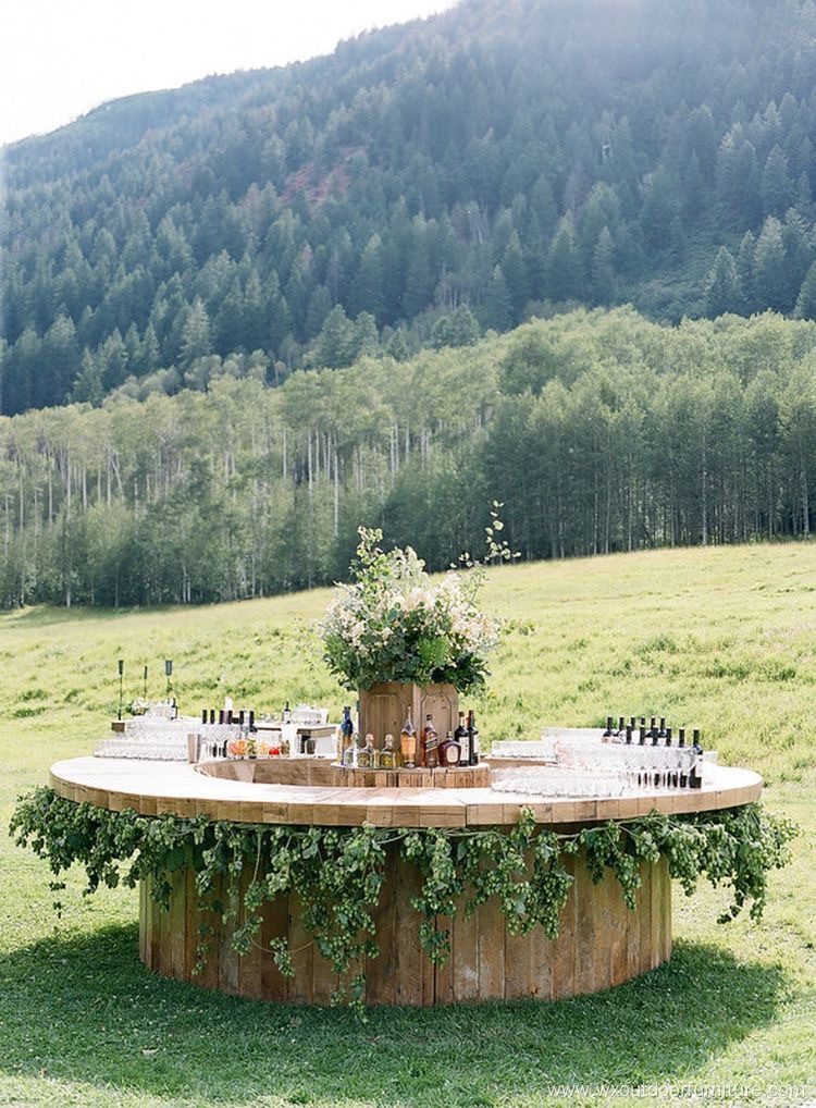 Commercial Outdoor Furniture Wood Top with Metal Legs Restaurant Dining Wooden Hotel Folding Banquet Wedding Table