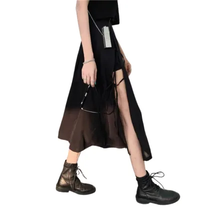 2022 Spring/Summer Joker Theme Irregular Strap Split Mid-length Skirt