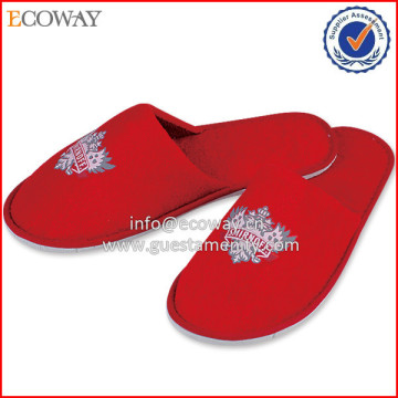 Custom Disposable Hotel Comfortable Cotton Velour Red Slipper
