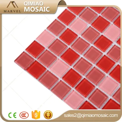 Happy Colorful Red Glass Square Wall Floor Bathroom Tiles Mosaic Round