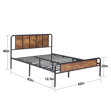 Queen Size Platform Bed Frame with Wood Headboard