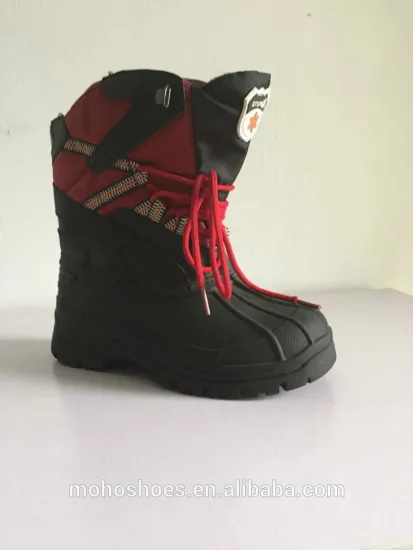 Winter Snow Boots for Kids Nylon and Cow Leather Upper Plush Lining
