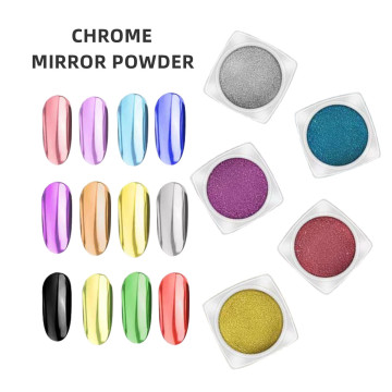 Rose Gold and Silver Chrome Nail Paint Pigment in Plastic Jar