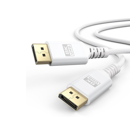 8K weißes DisplayPort-Kabel