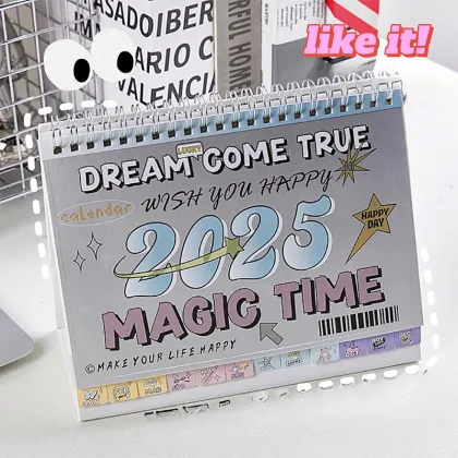 2025 Retro Style Desk Calendar - Creative Coil Design