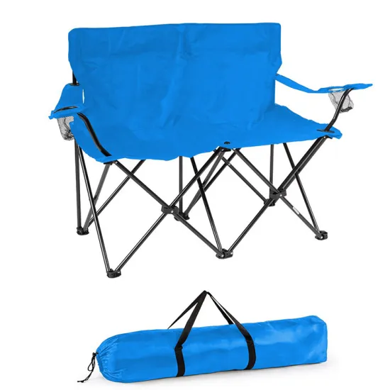 Lightweight Foldable Double Beach Chair with Metal Frame and Carrying Bag