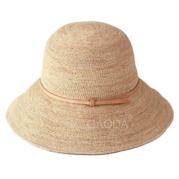 Custom design plain blank folding raffia straw bucket hat