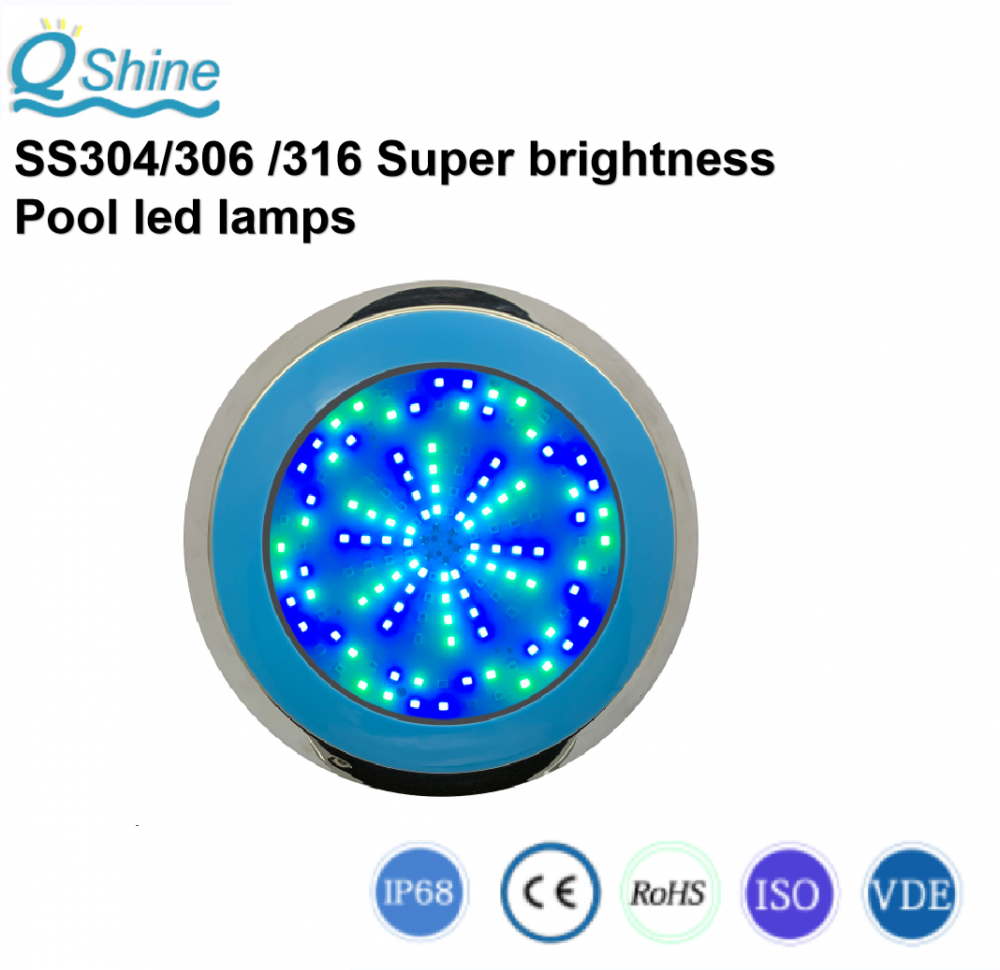 SS304/316 حمام السباحة المملوء بالراتنج المسطح LED PISCINA