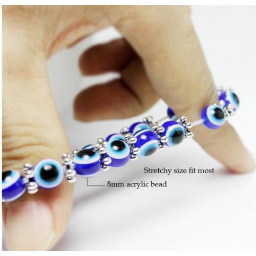 New Fashion Women Acrylic Blue Eye Beads Charms Hand Evil Eye Bracelets