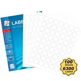 63 Labels 1" round sticker paper