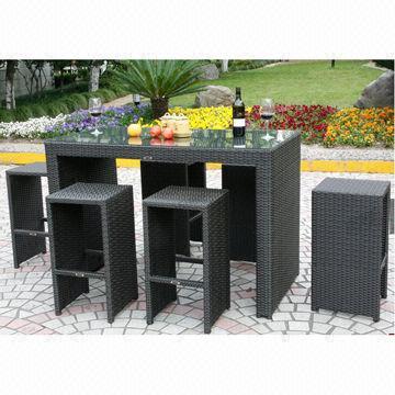 Outdoor furniture set, 5mm clear glass on top