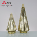 ATO Table Decor Golden Christmas Trees Glass Ornaments